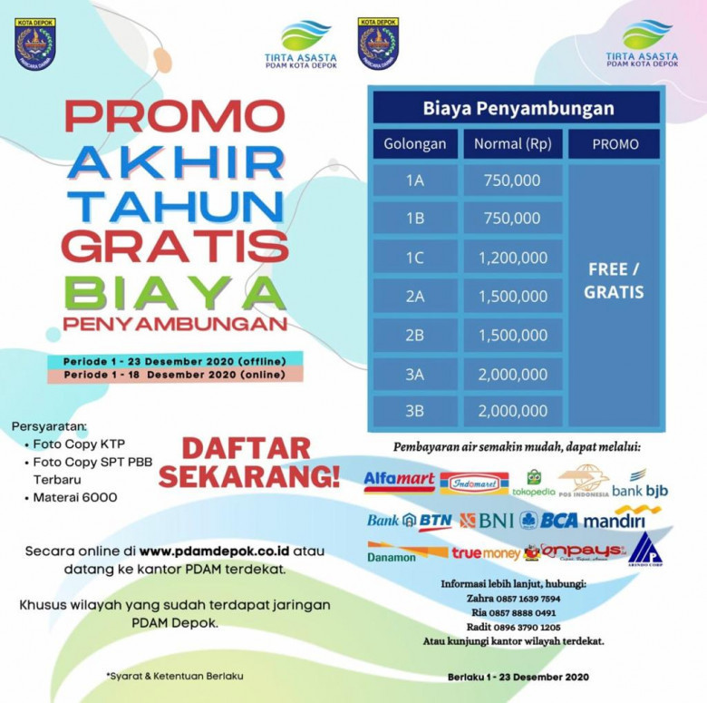 PDAM Tirta Asasta Gratiskan Biaya Pemasangan Sambungan Air Bersih