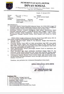 Pemkot Depok Terbitkan SP Nomor 460/074-Linjamsos Terkait BST Tahun 2021