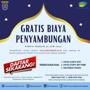 PDAM Kota Depok Kembali Perpanjang Program Promo Sampai 30 Juni 2021