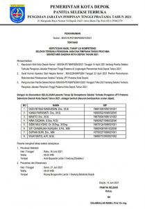 Pemkot Depok Umumkan 8 Calon Sekda Depok yang Berhasil Lolos Tahap Uji Kompetensi