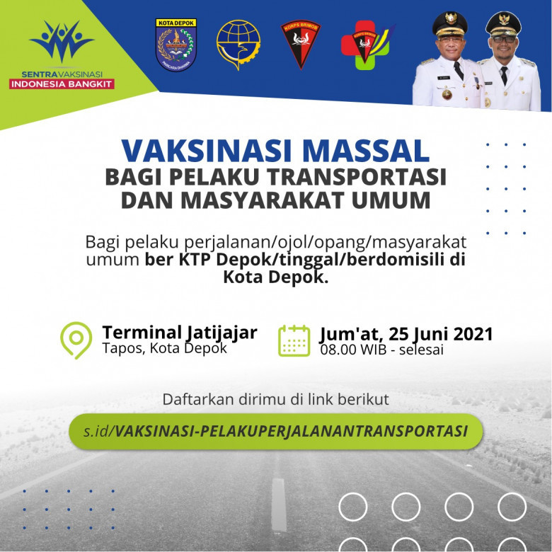 Pemkot Depok Akan Gelar Vaksinasi Covid-19 Massal di Terminal Jatijajar Besok Pemkot Depok Akan Gelar Vaksinasi Covid-19 Massal di Terminal Jatijajar Besok