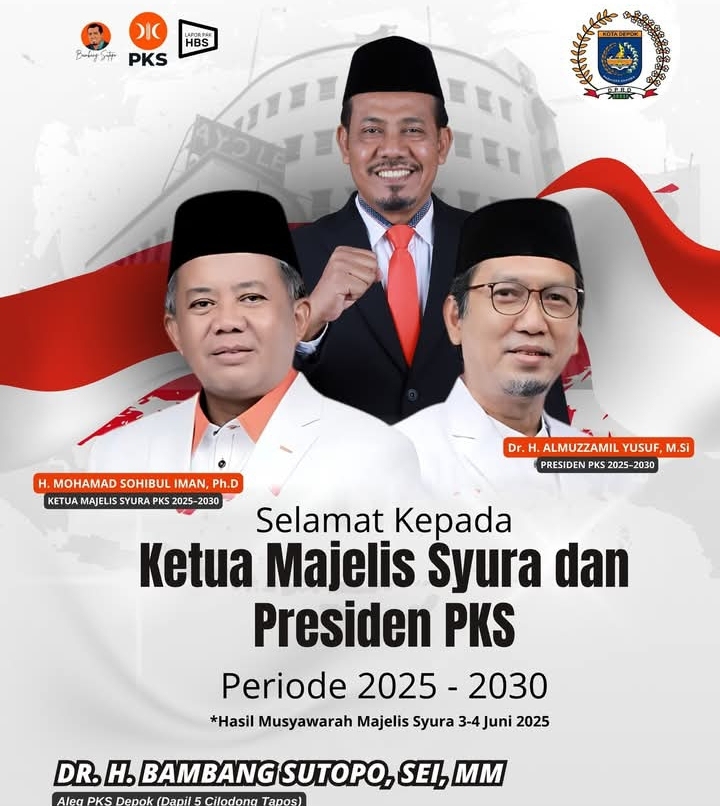 PKS Tetapkan H. Mohamad Sohibul Iman Sebagai Ketua Majelis Syura PKS dan Dr. H. Almuzzammil Yusuf sebagai Presiden PKS Periode 2025–2030, HBS Sampaikan 5 Harapan Besarnya