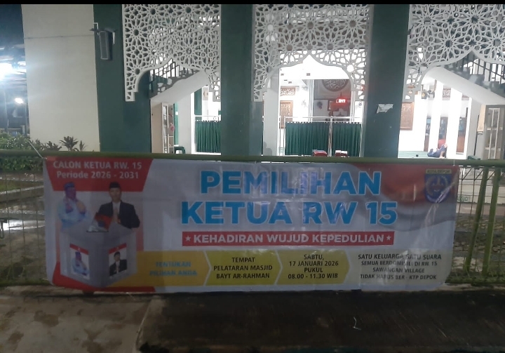 Ketua Panitia Pelaksana Pilkawe RW 015 Mengimbau Warga untuk Hadir dan Mencoblos Sesuai Hati Nurani, pilihan anda menentukan 5 tahun ke depan