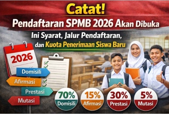 Pendaftaran SPMB Jenjang SD, SMP, dan SMA Tahun 2026 Akan Segera Dibuka, Tetap Dilakukan Melalui 4 Jalur Utama