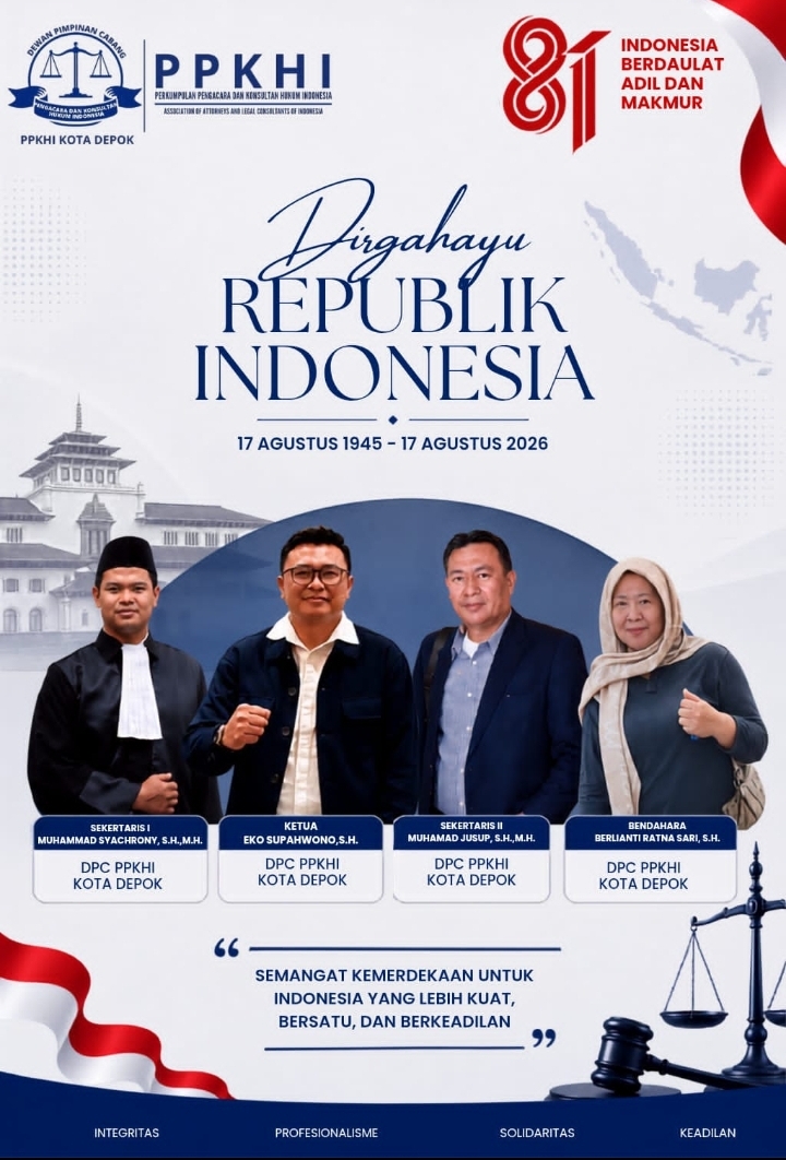 Ketua PPKHI Kota Depok Menilai HUT RI Ke-81, Indonesia Belum Mampu Menjadikan Hukum sebagai Alat Perlindungan Bagi Rakyat Kecil 